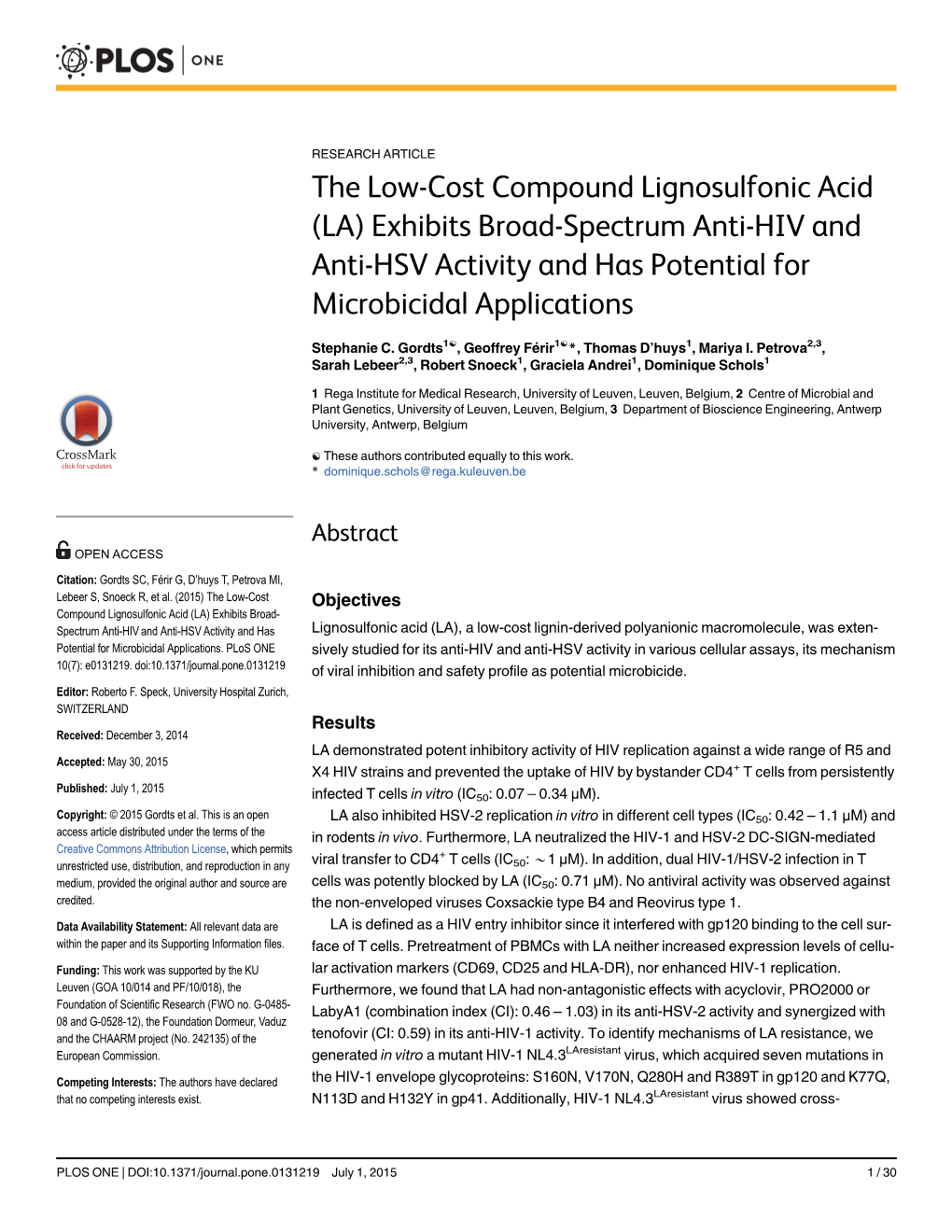 The Low-Cost Compound Lignosulfonic Acid (LA) Exhibits Broad-Spectrum Anti-HIV and Anti-HSV Activity and Has Potential for Microbicidal Applications