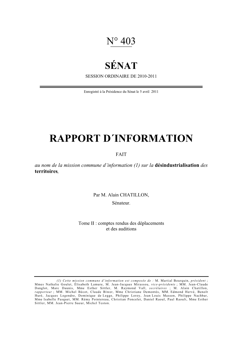 Rapport D´Information