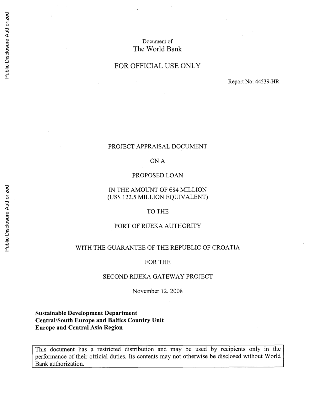 CROATIA Public Disclosure Authorized