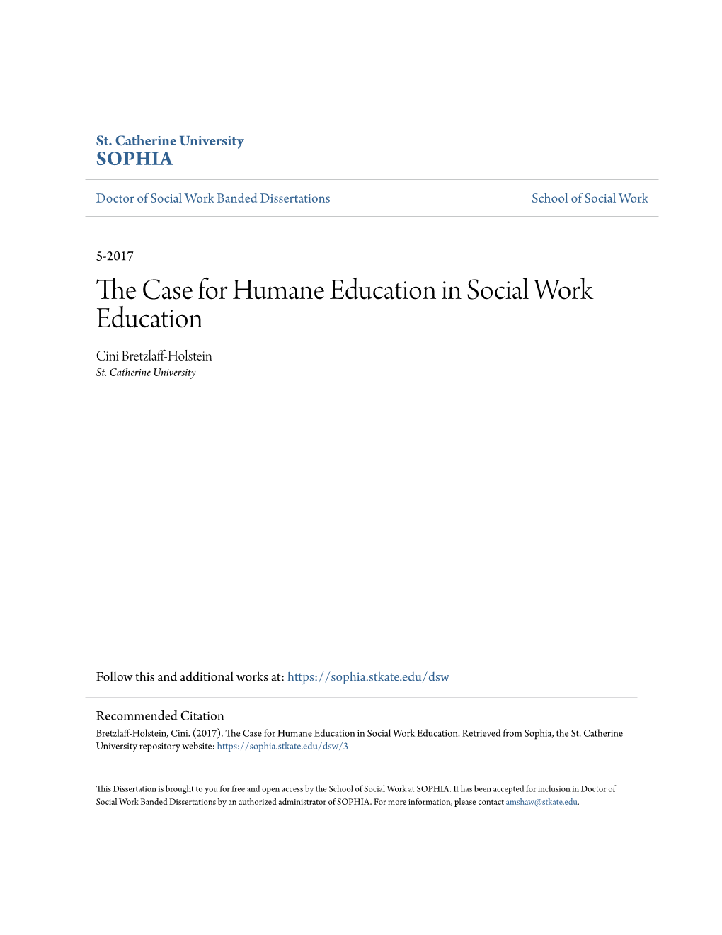 The Case for Humane Education in Social Work Education