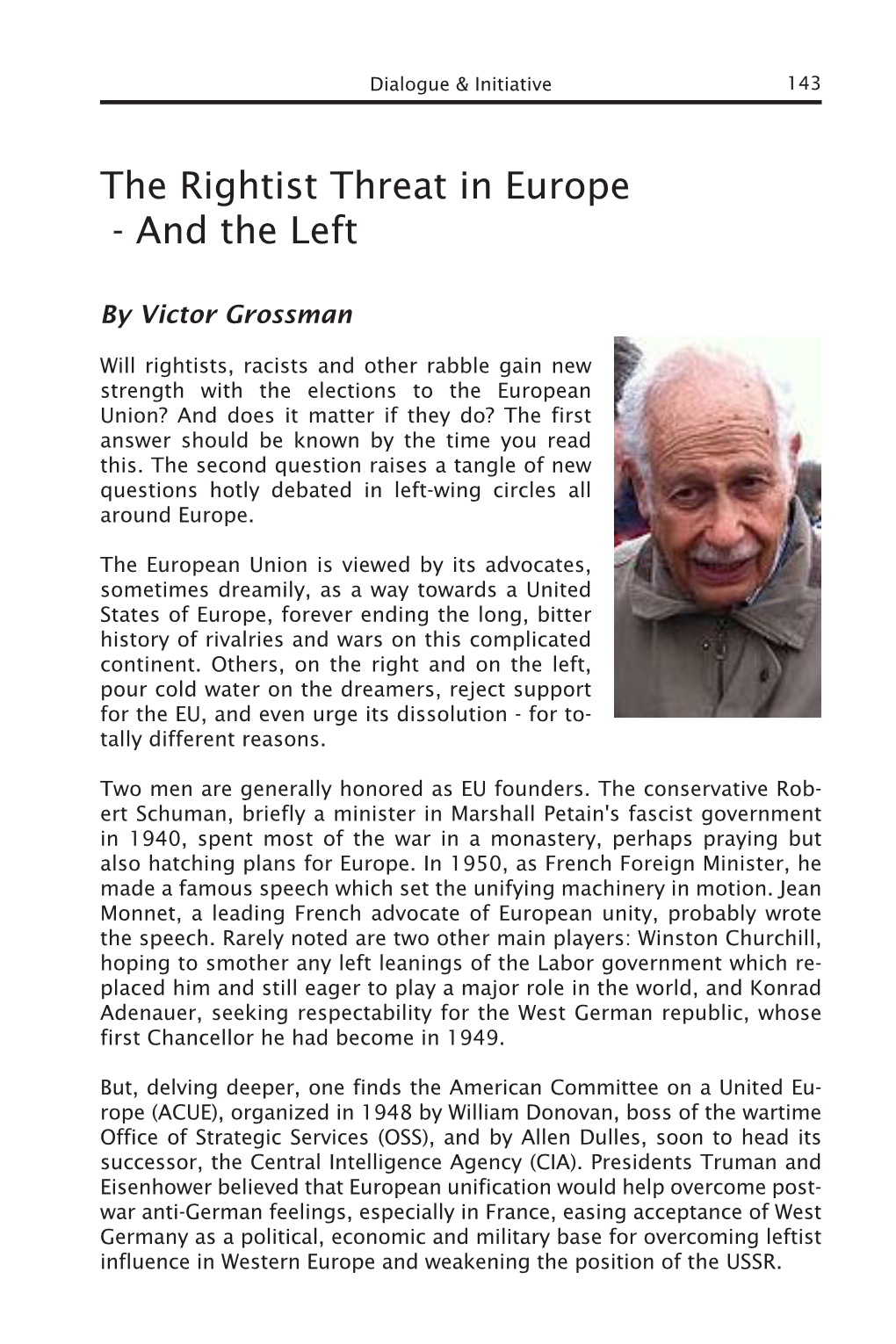 The Rightist Threat in Europe - and the Left