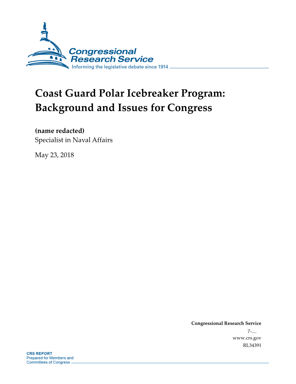 Coast Guard Polar Icebreaker Program: Background and Issues for Congress