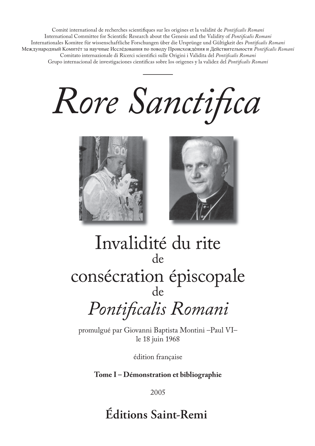 Invalidité Du Rite Consécration Épiscopale Pontificalis Romani