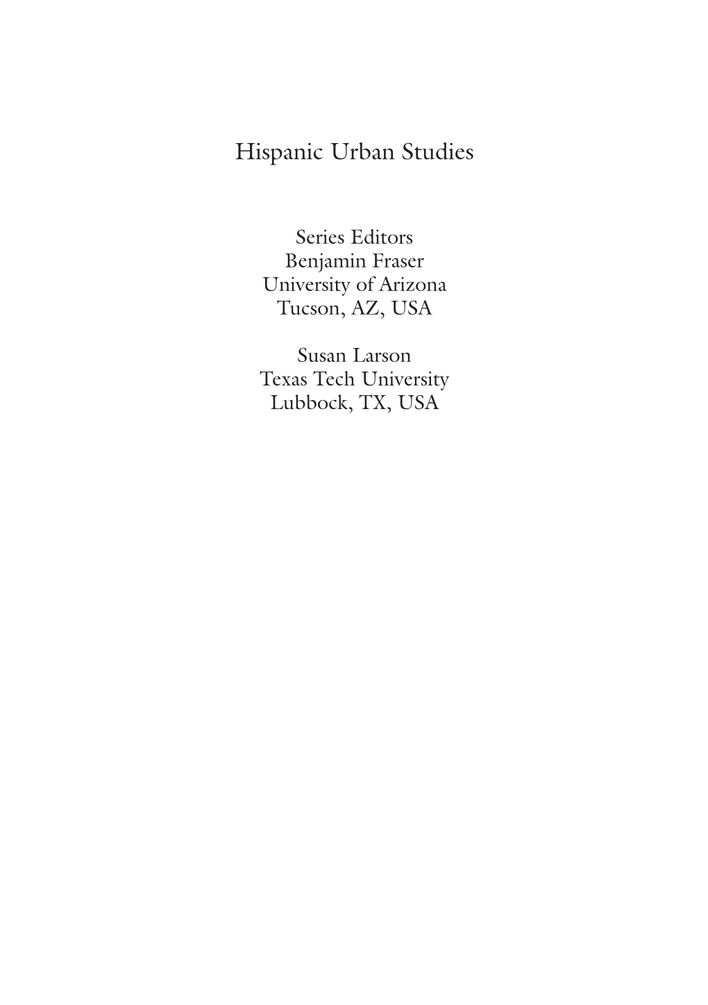 Hispanic Urban Studies