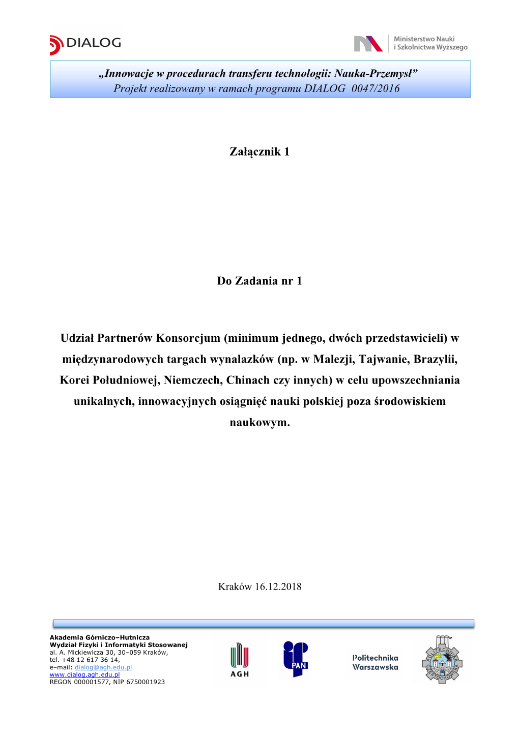 Załącznik 1 Do Zadania Nr 1 Udział Partnerów