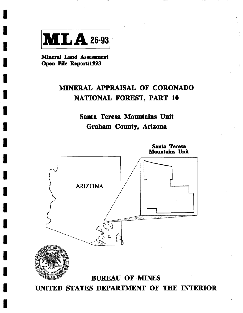 Mineral Appraisal of Coronado National Forest, Part 10, Santa