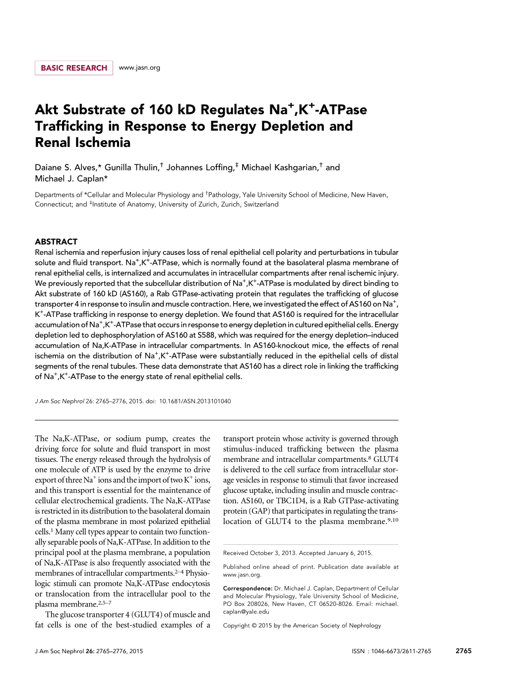 Akt Substrate of 160 Kd Regulates Na ,K -Atpase Trafficking in Response