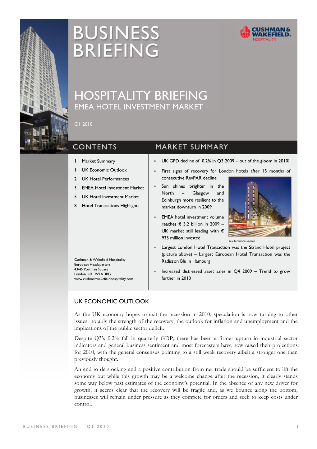 Hospitality Briefing Emea Hotel Investment Market