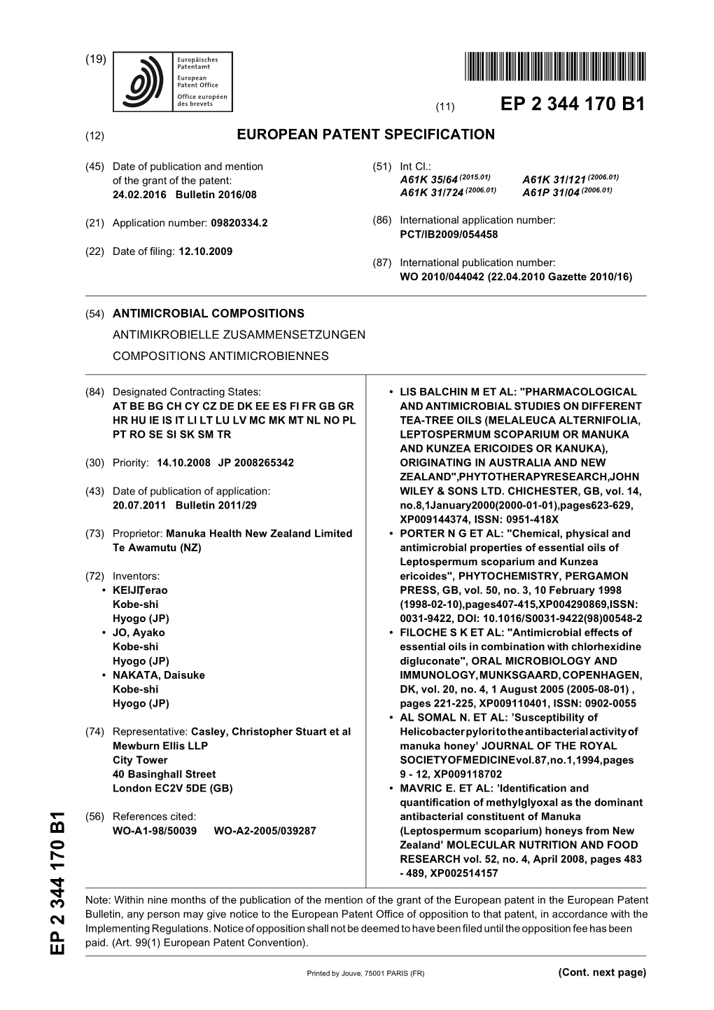 Antimicrobial Compositions Antimikrobielle Zusammensetzungen Compositions Antimicrobiennes