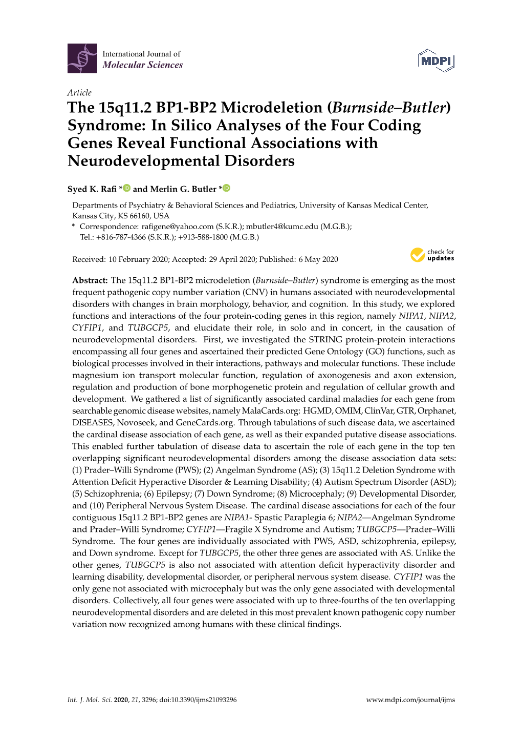 The 15Q11.2 BP1-BP2 Microdeletion