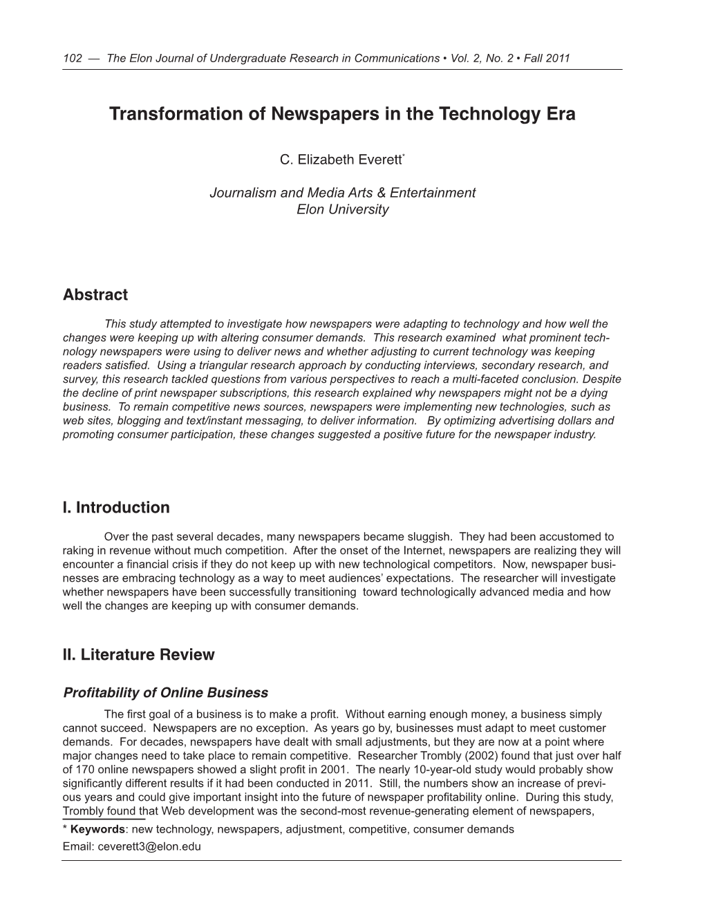 Transformation of Newspapers in the Technology Era