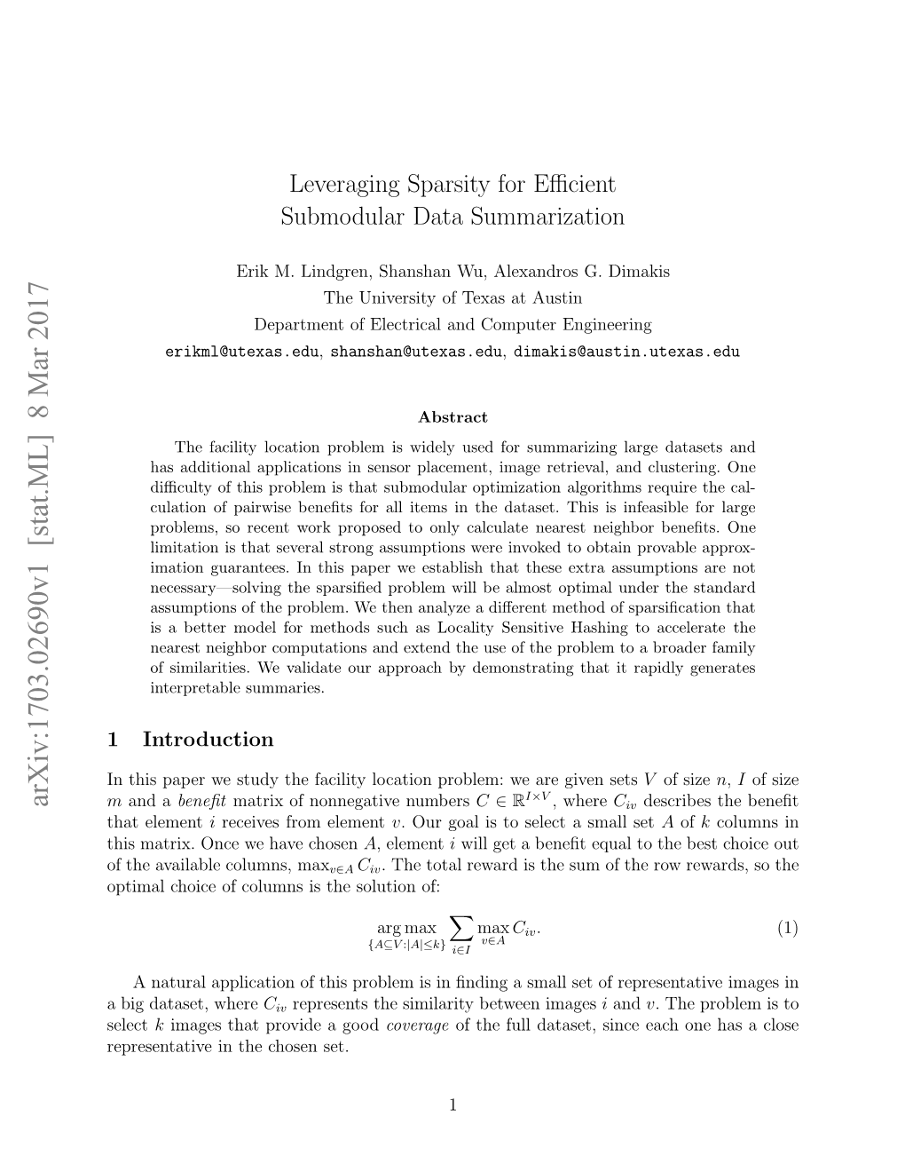 Leveraging Sparsity for Efficient Submodular Data Summarization