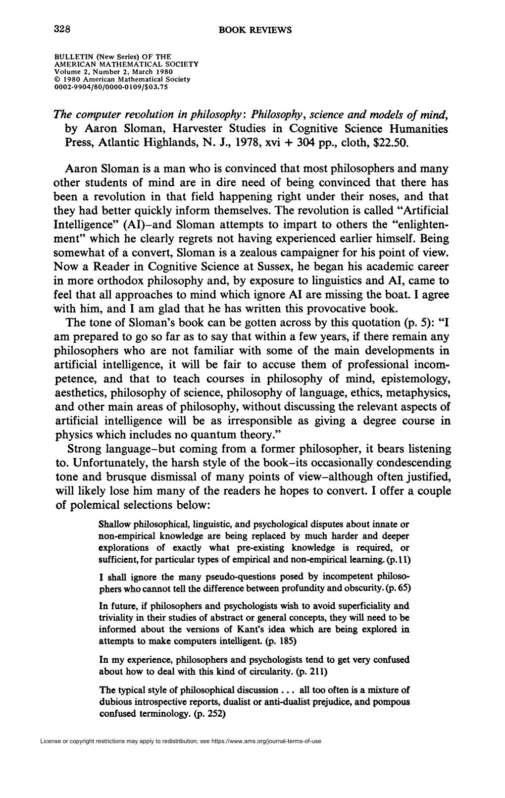 Philosophy, Science and Models of Mind, by Aaron Sloman, Harvester Studies in Cognitive Science Humanities Press, Atlantic Highlands, N