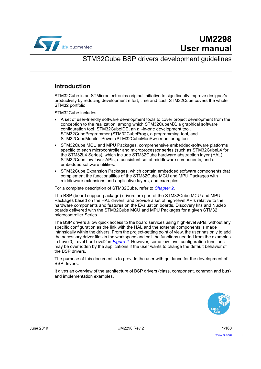 UM2298 User Manual: Stm32cube BSP Drivers Development Guidelines