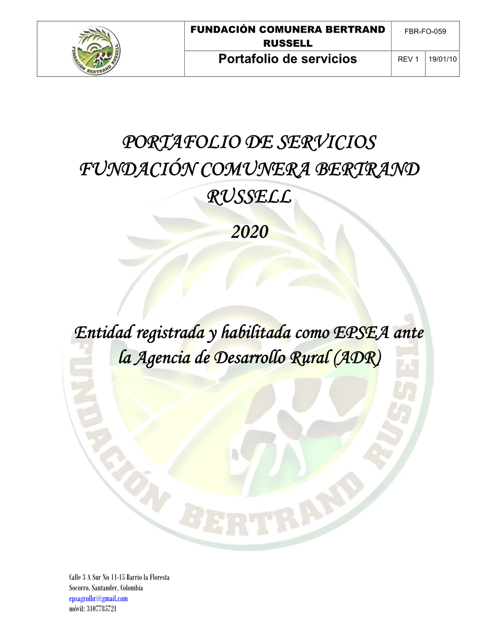 Portafolio De Servicios Fundación Comunera Bertrand Russell 2020