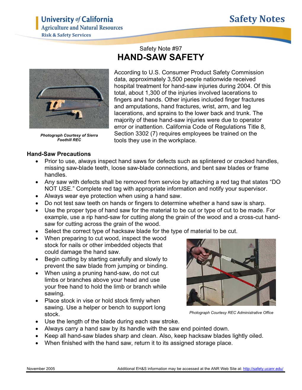 Hand-Saw Safety