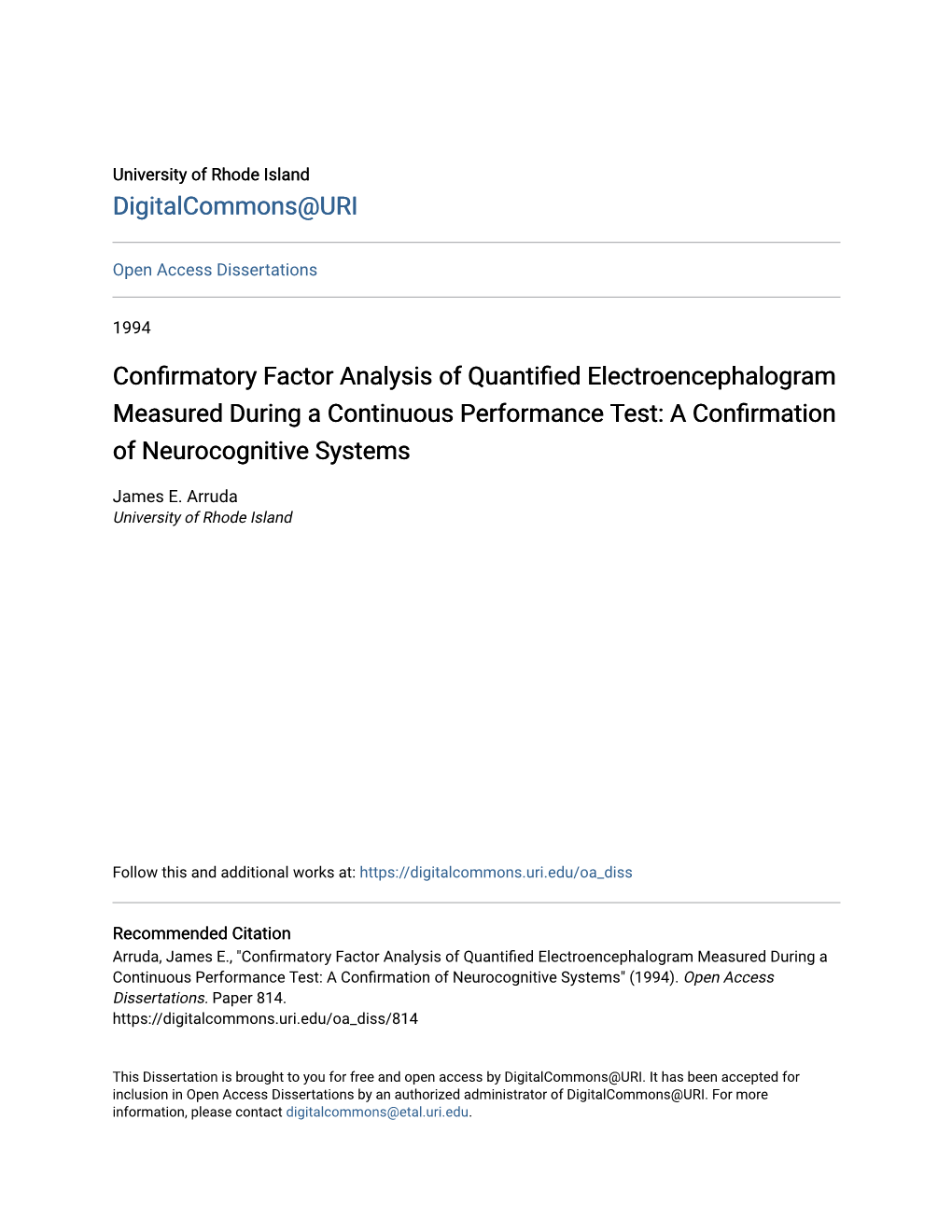 Confirmatory Factor Analysis of Quantified Electroencephalogram Measured During a Continuous Performance Test: a Confirmation of Neurocognitive Systems