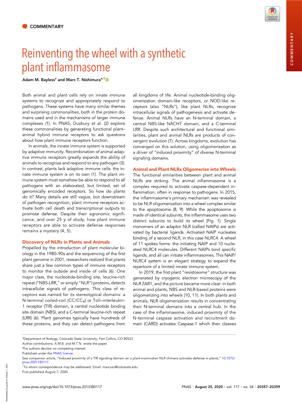 Reinventing the Wheel with a Synthetic Plant Inflammasome COMMENTARY Adam M