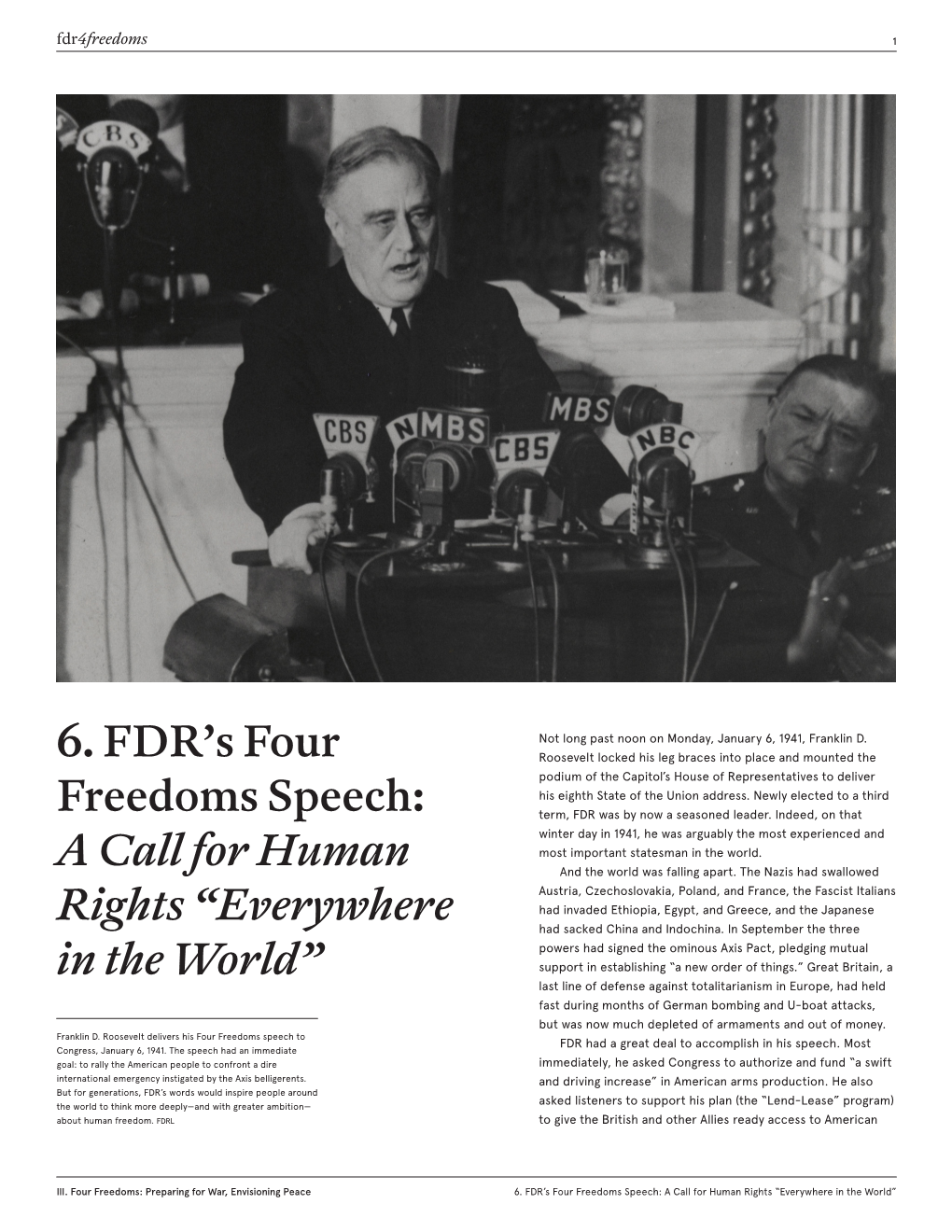 6.Franklin D. Roosevelt's Four Freedoms Speech