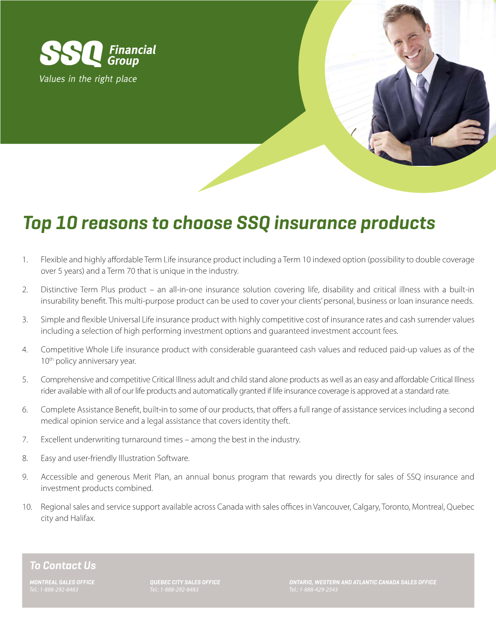 Top 10 Reasons to Choose SSQ Insurance Products