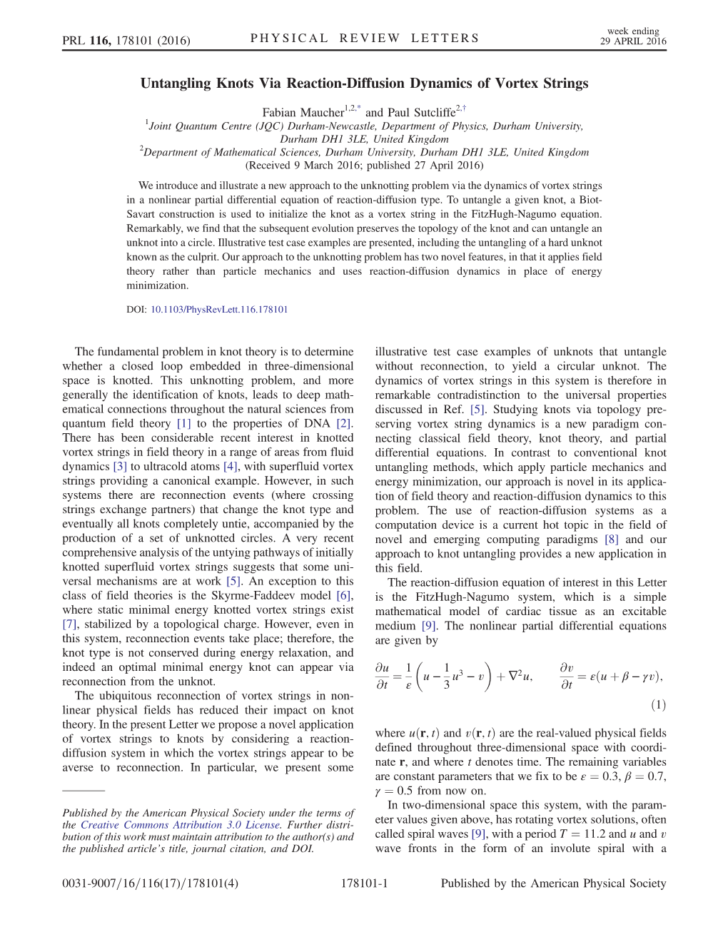 Untangling Knots Via Reaction-Diffusion Dynamics of Vortex Strings