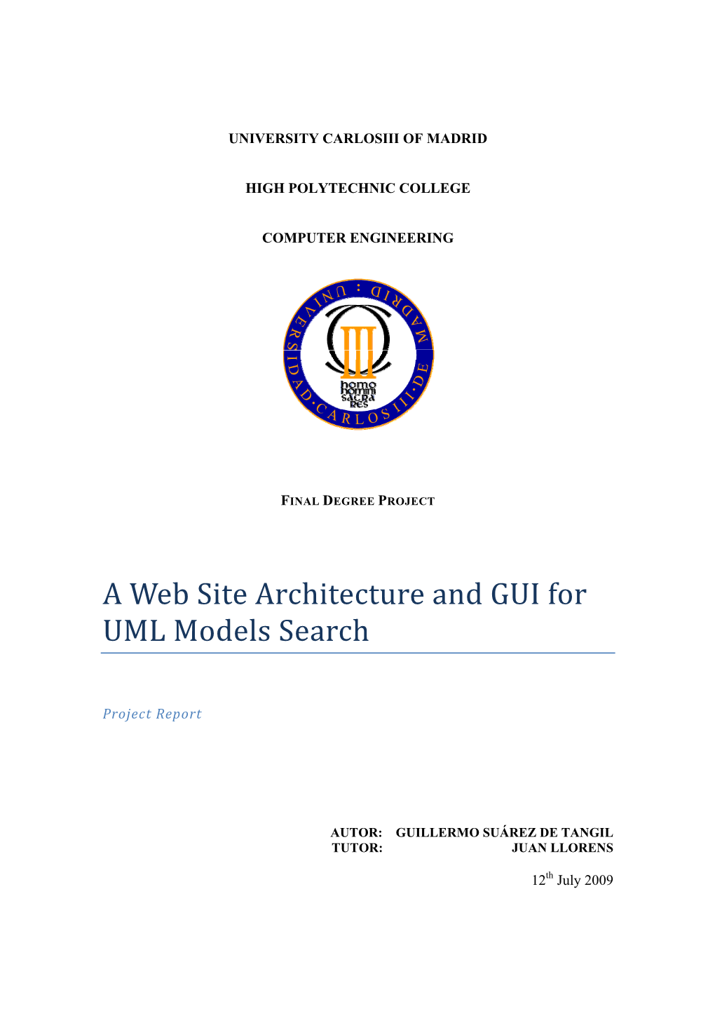 A Web Site Architecture and GUI for UML Models Search
