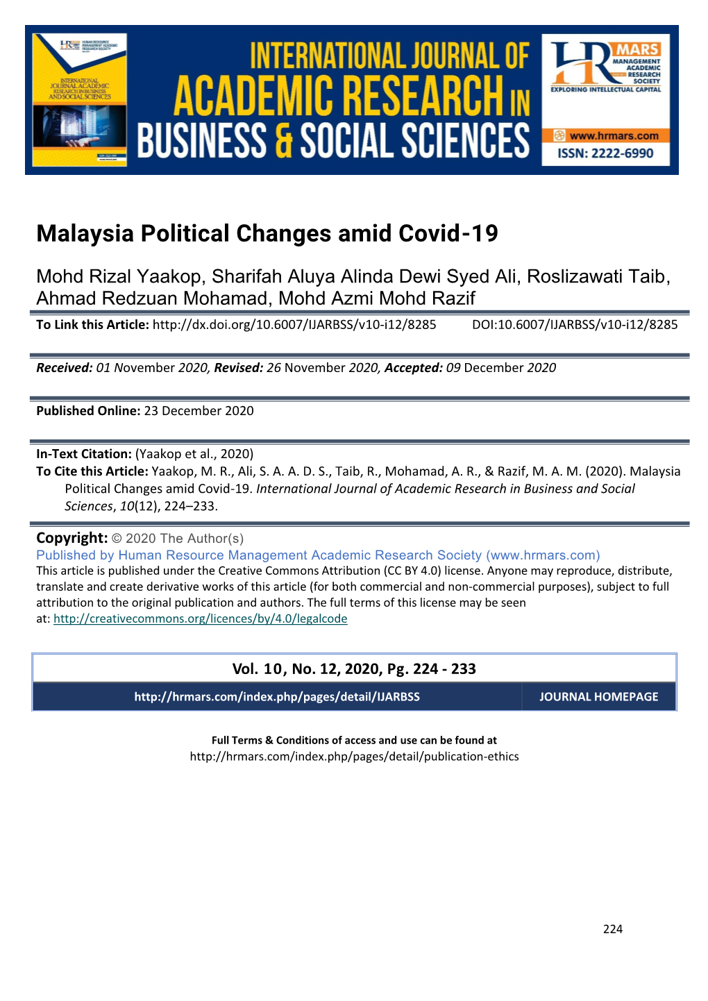 Malaysia Political Changes Amid Covid-19