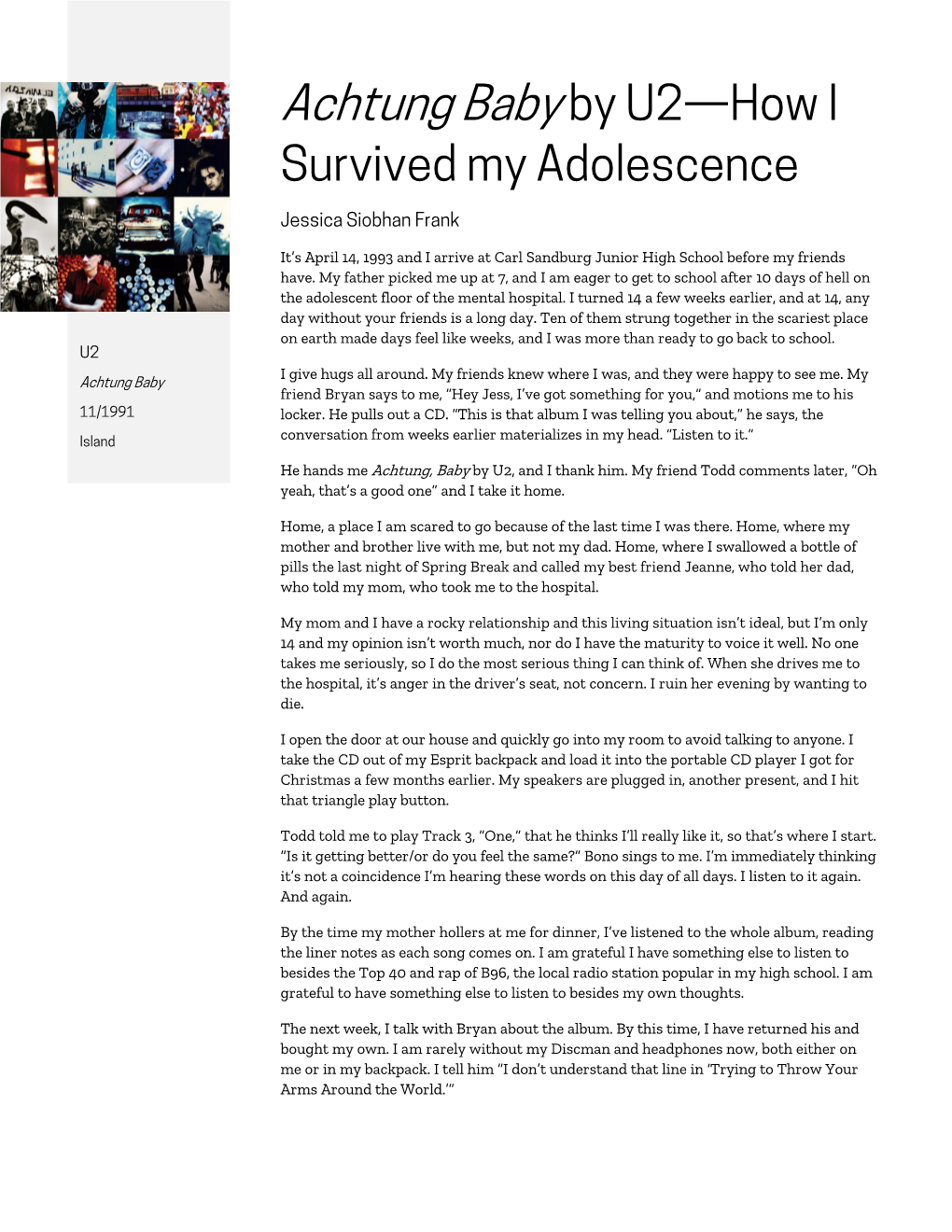Achtung Babyby U2—How I Survived My Adolescence
