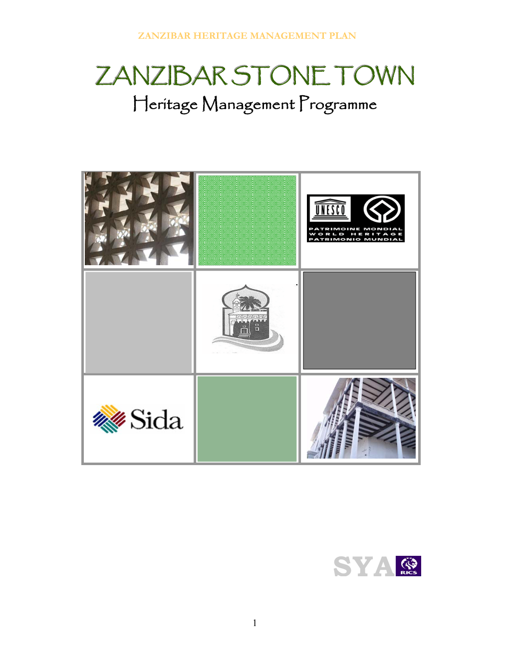 ZANZIBAR STONE TOWN Management Plan for the World Heritage Site