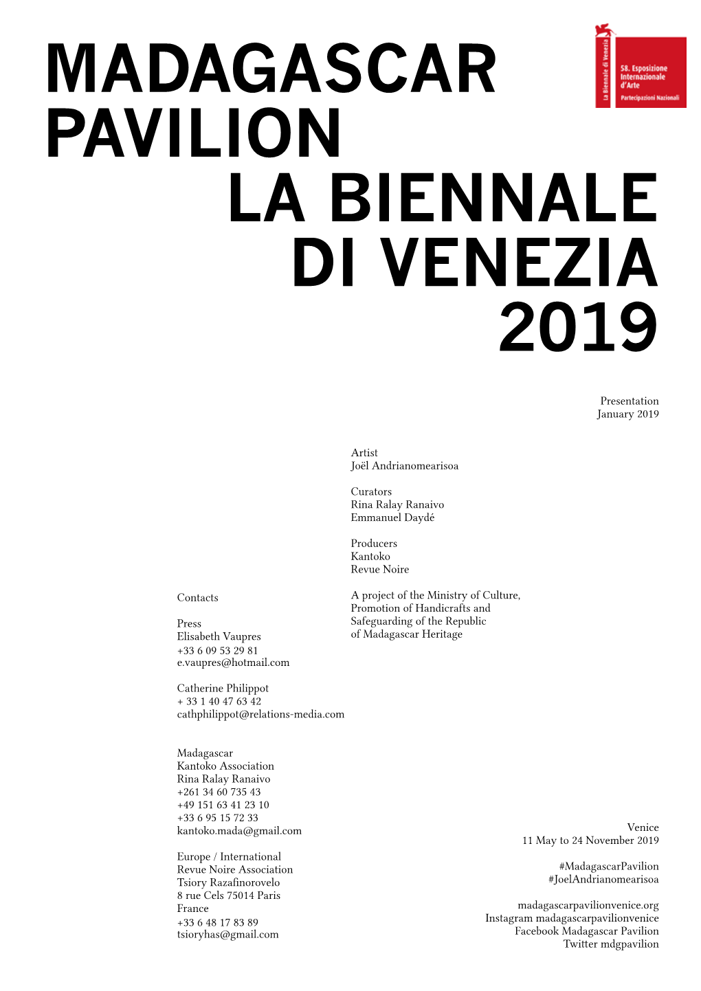 Madagascar Pavilion La Biennale Di Venezia 2019