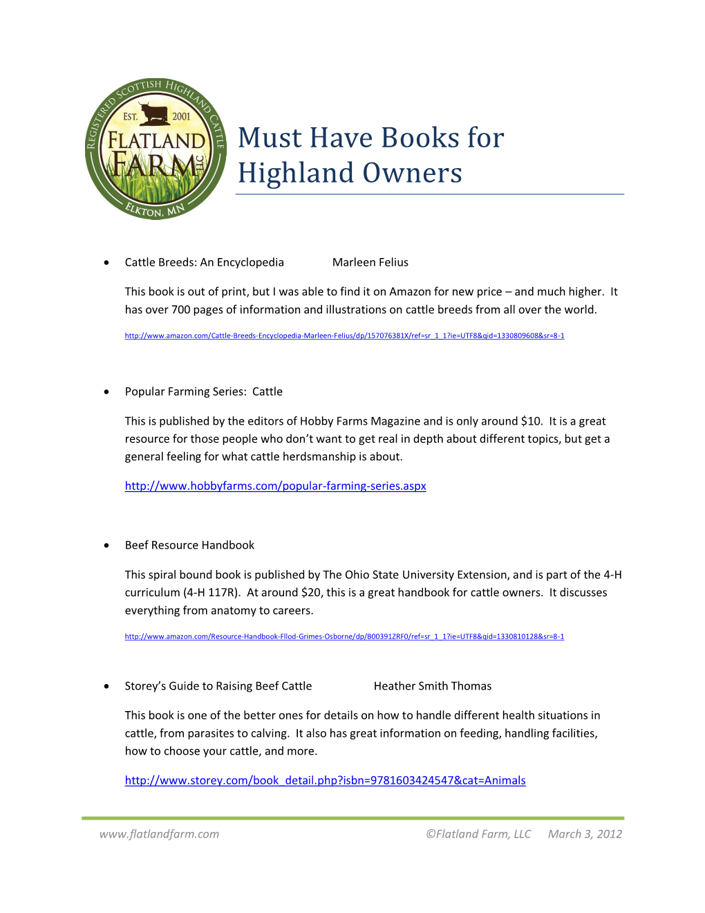 Must Have Books for Highland Owners