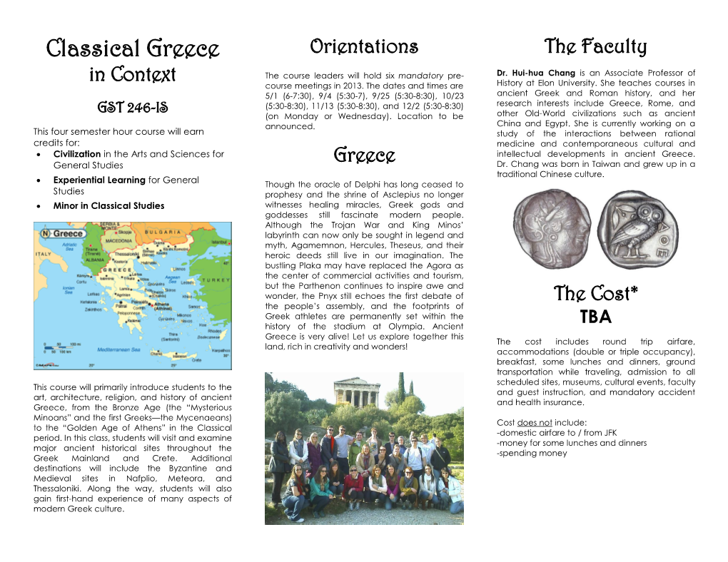 Classical Greece Orientations the Faculty