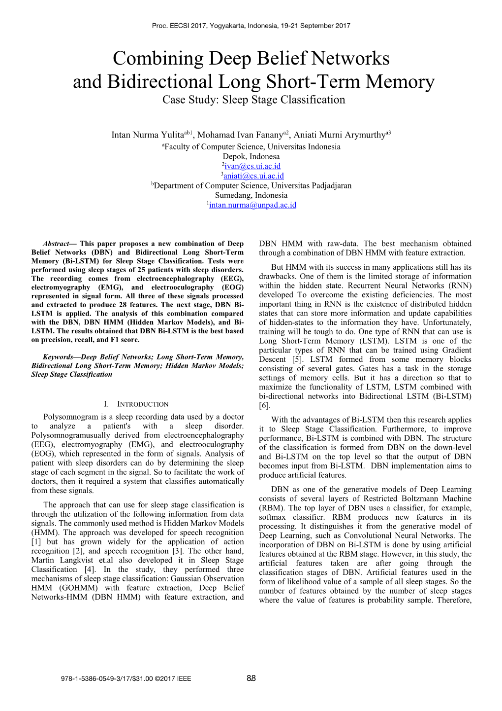 Combining Deep Belief Networks and Bidirectional Long Short Term