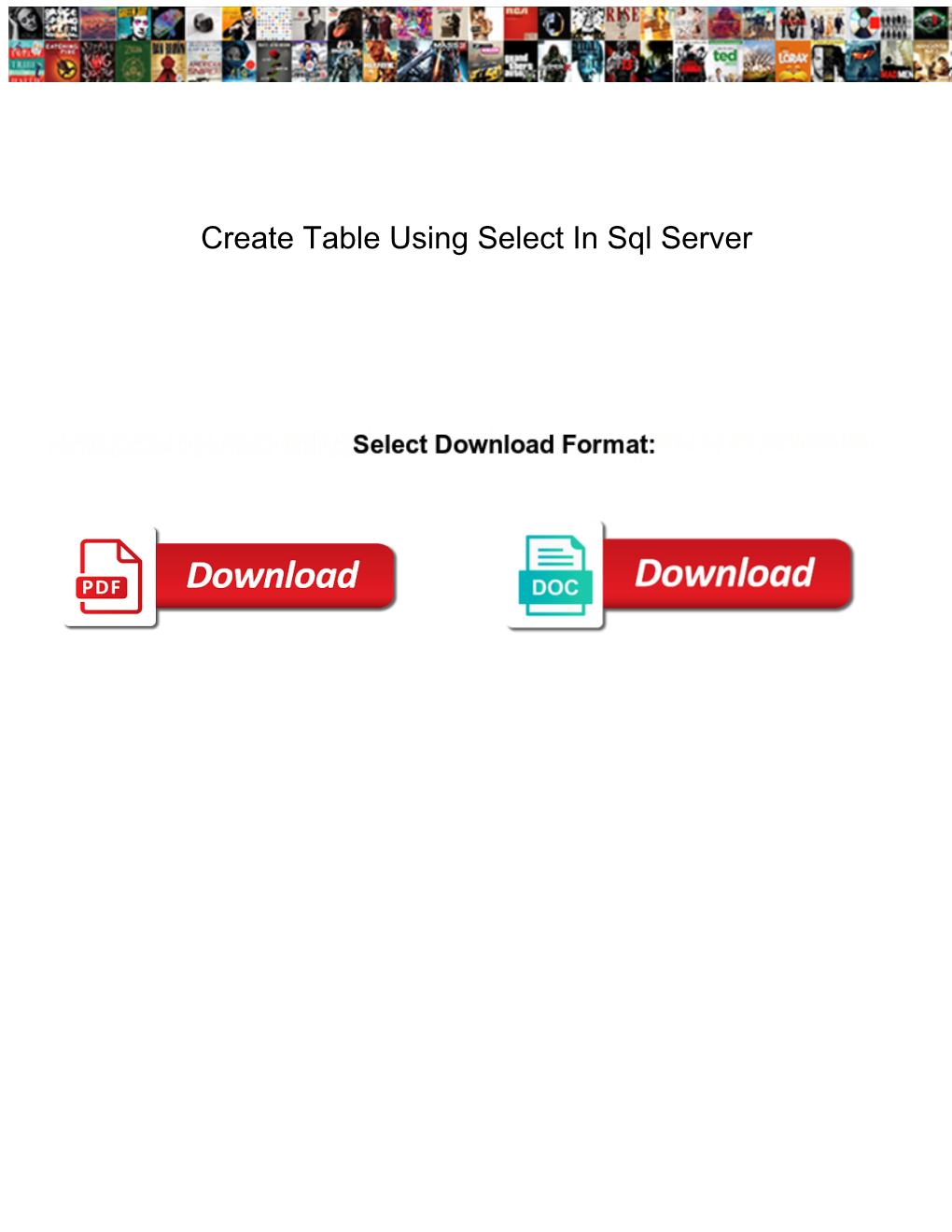 Create Table Using Select in Sql Server