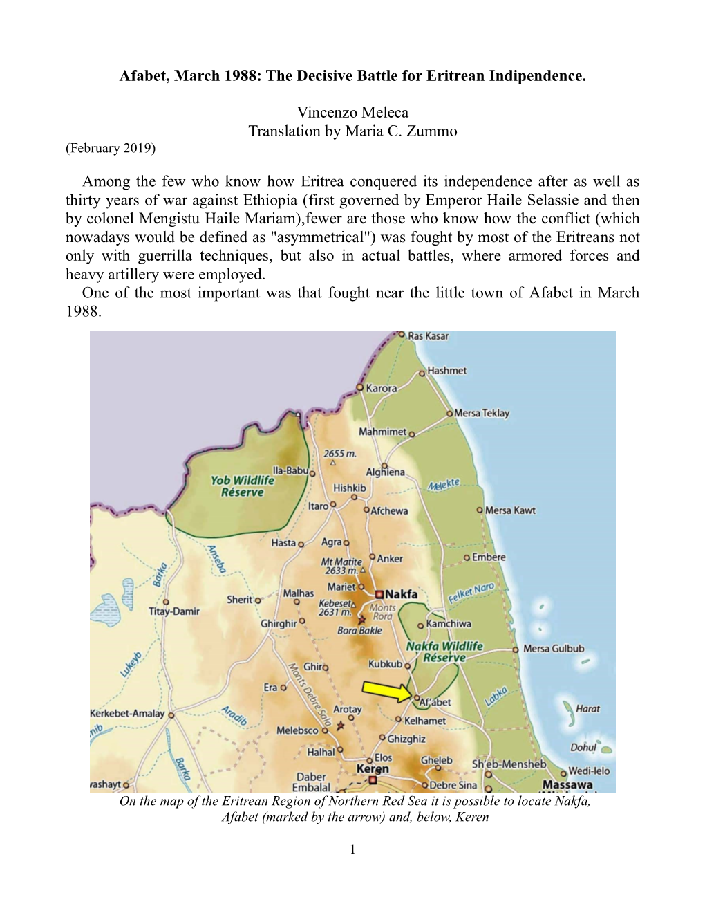 Afabet, March 1988: the Decisive Battle for Eritrean Indipendence