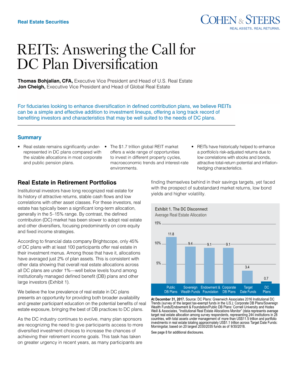 Reits: Answering the Call for DC Plan Diversification