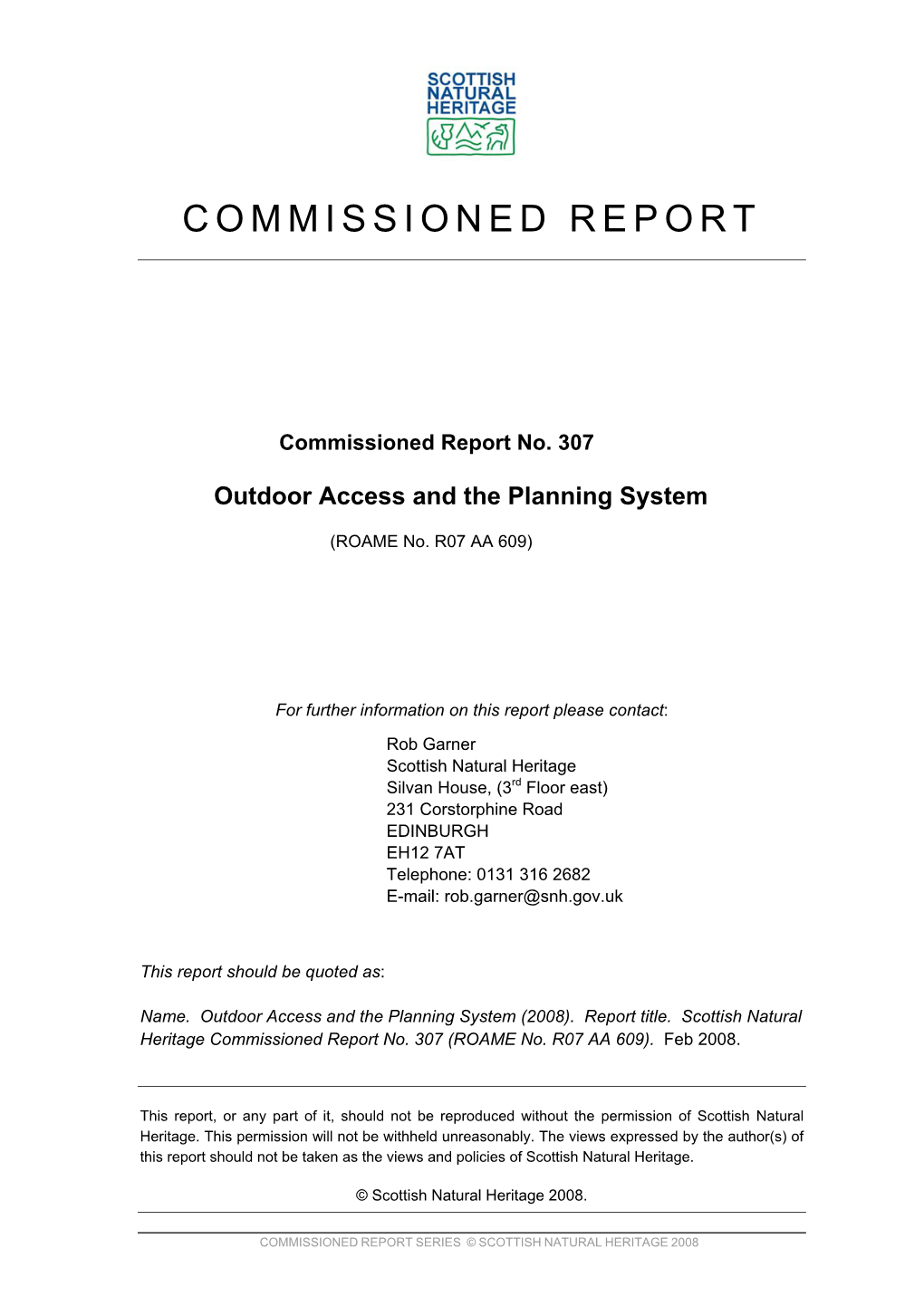 Outdoor Access and the Planning System