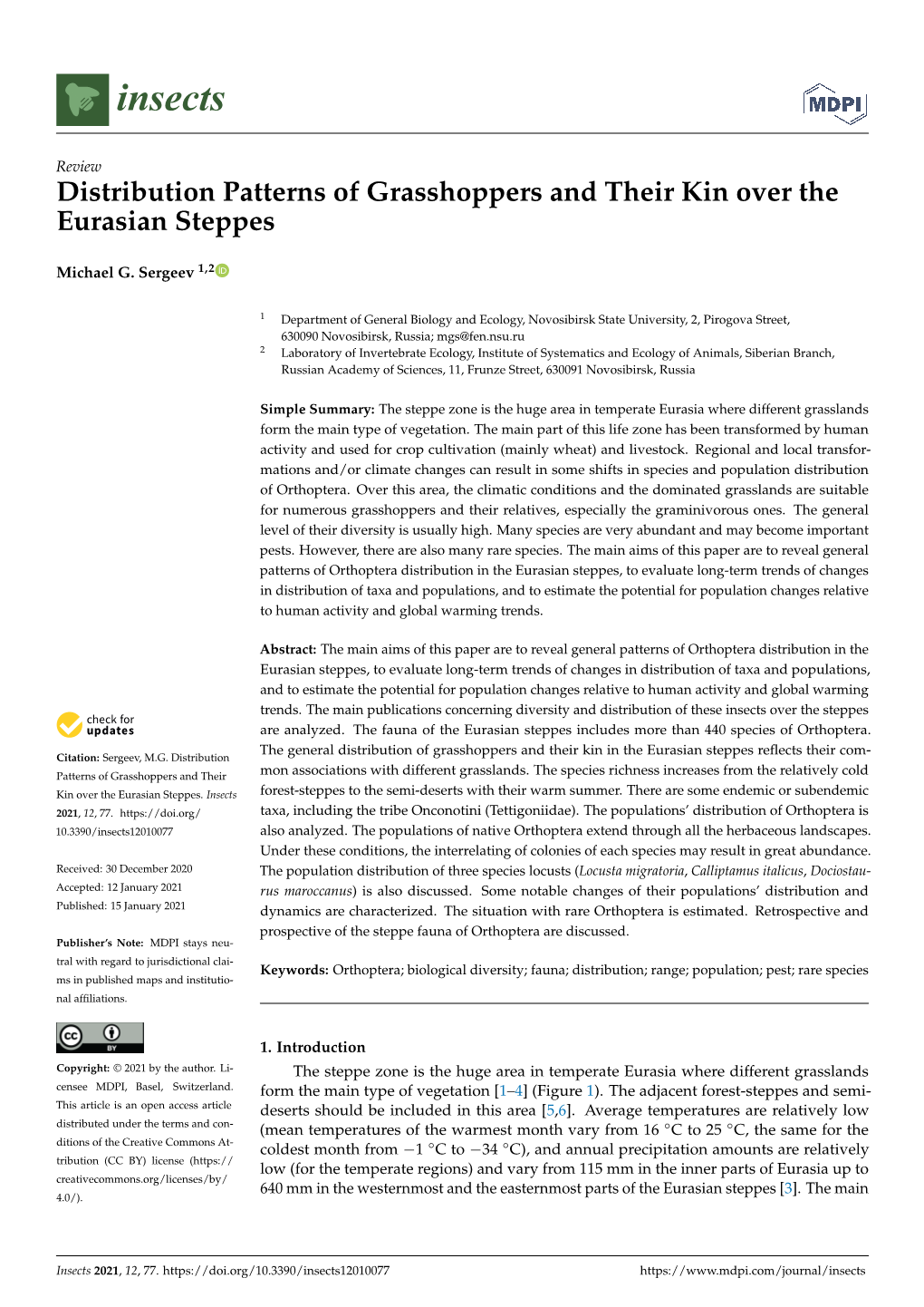 Distribution Patterns of Grasshoppers and Their Kin Over the Eurasian Steppes