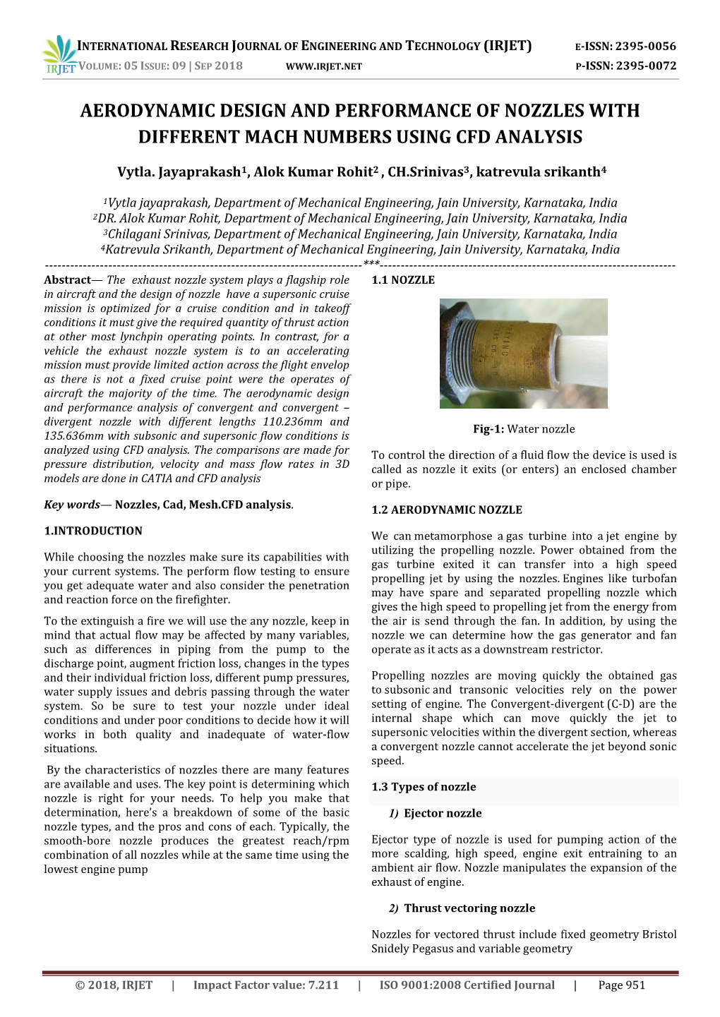 Aerodynamic Design and Performance of Nozzles with Different Mach Numbers Using Cfd Analysis