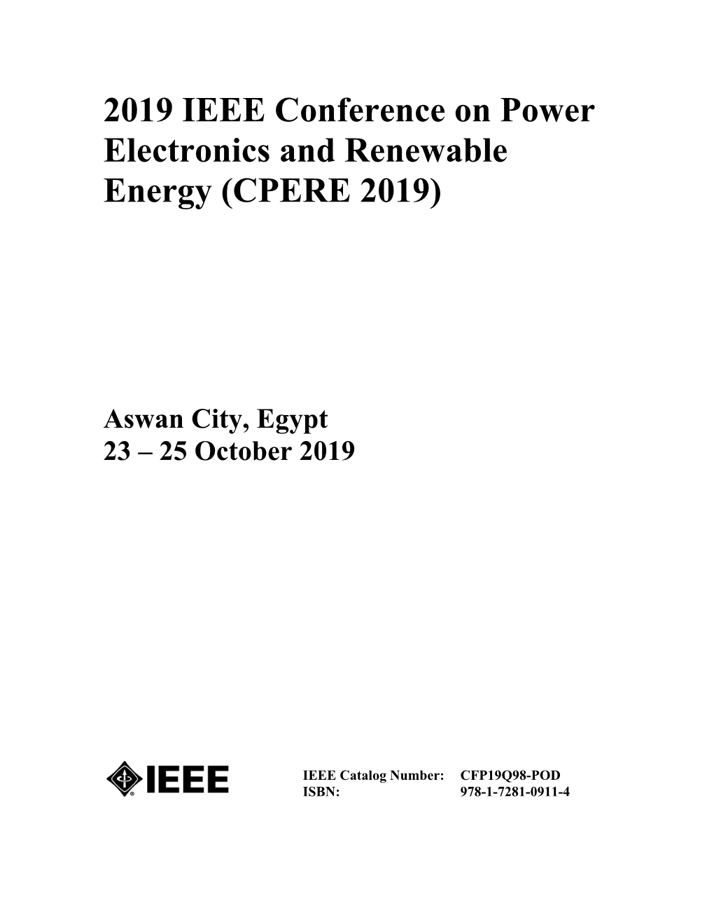 2019 IEEE Conference on Power Electronics and Renewable