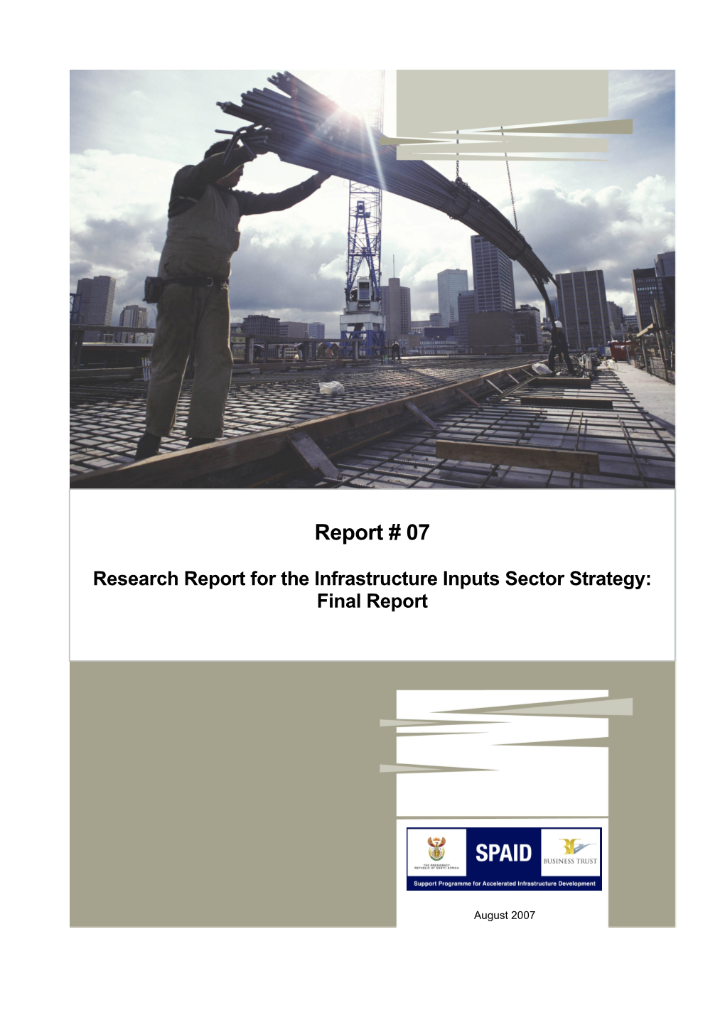 Research Report for the Infrastructure Inputs Sector Strategy: Final Report
