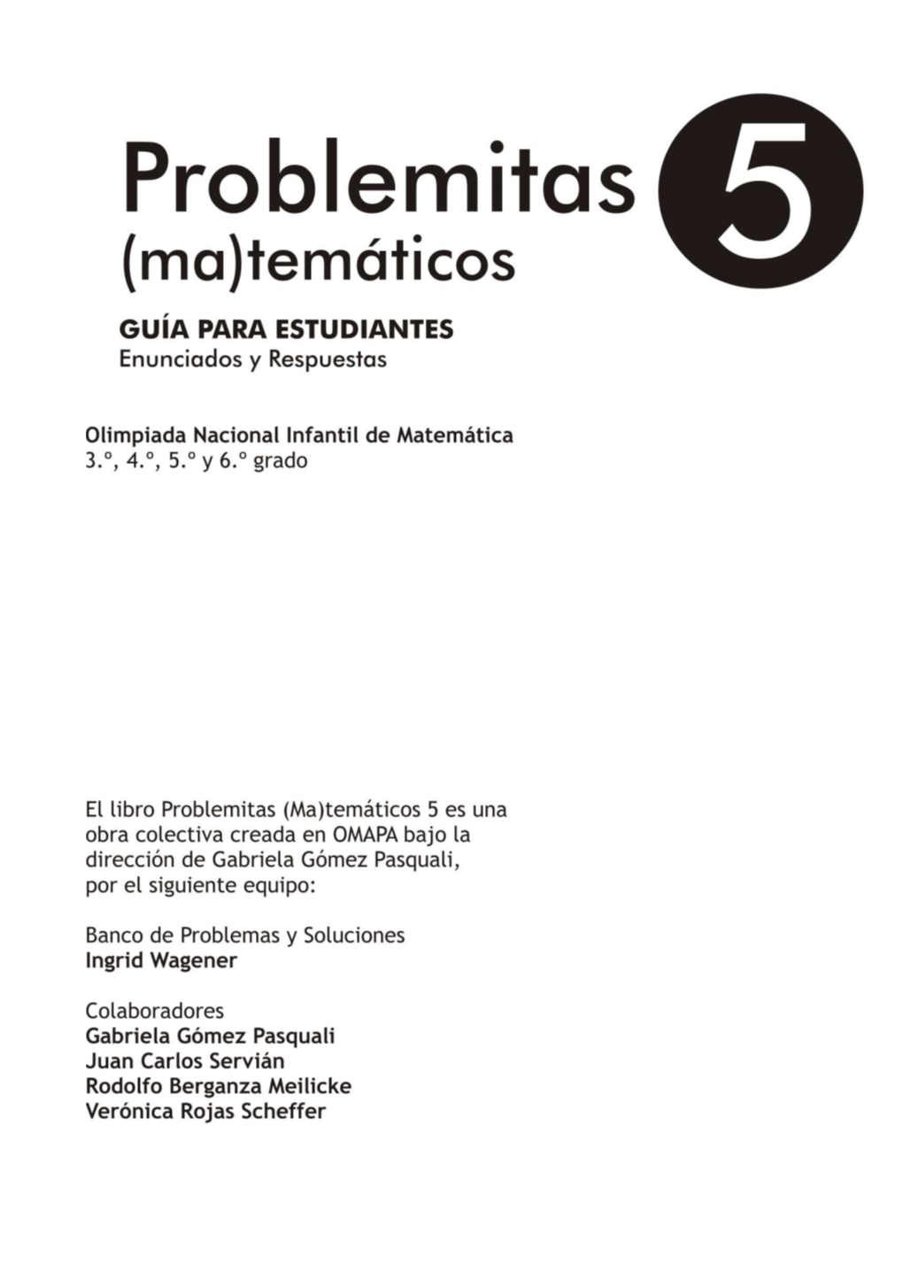 Problemitas Matemáticos 5. Guía Del ESTUDIANTE Con FORMATO