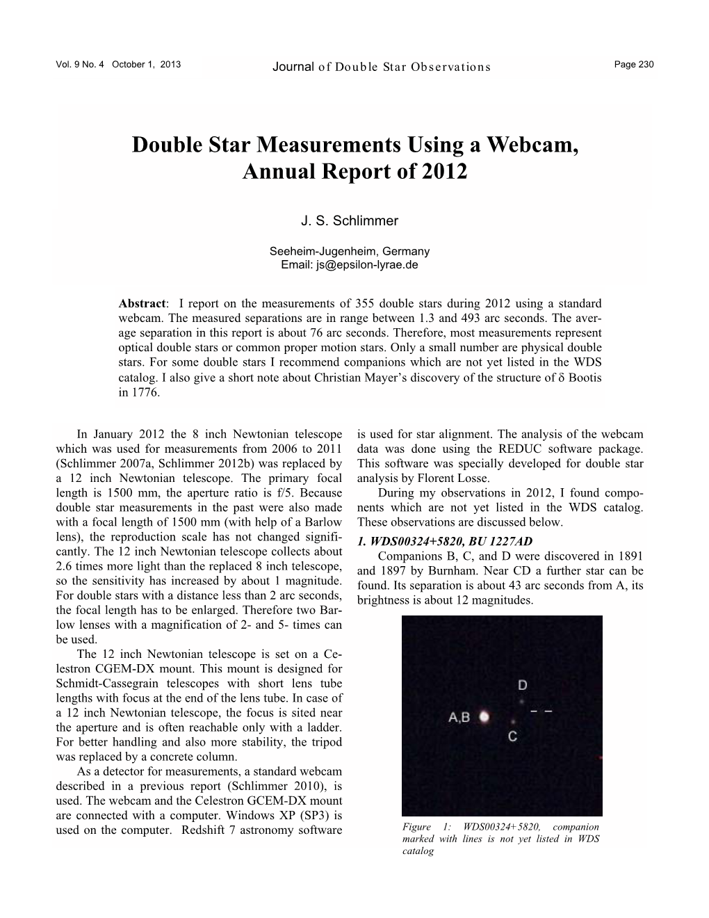 Double Star Measurements Using a Webcam, Annual Report of 2012