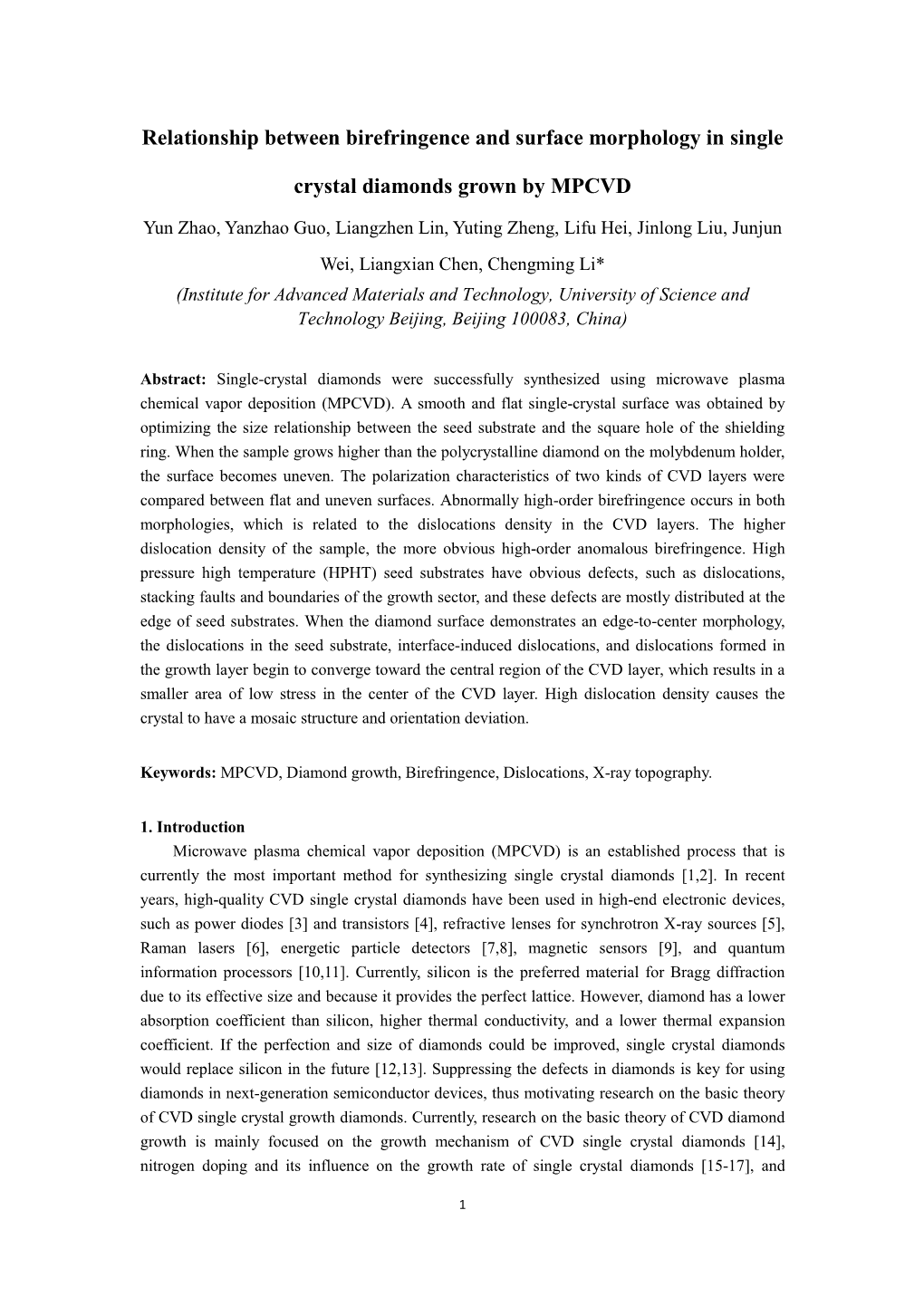 Relationship Between Birefringence and Surface Morphology in Single