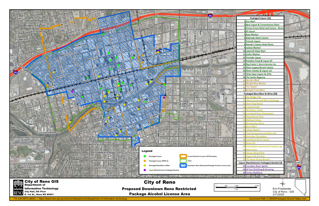 Proposed Downtown Reno Restricted Package Alcohol