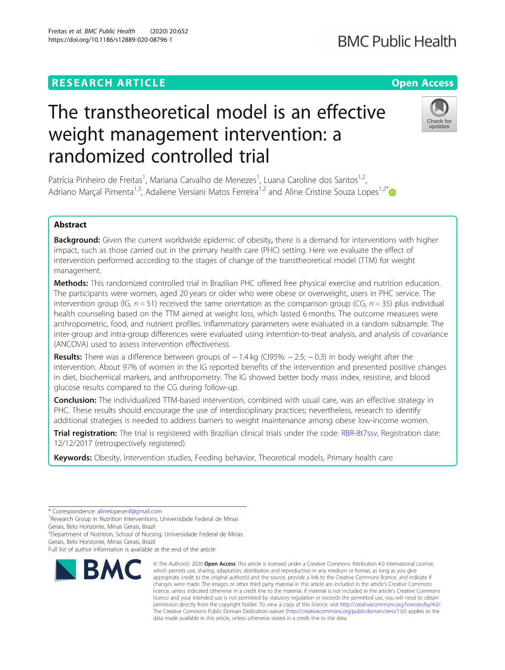 The Transtheoretical Model Is an Effective Weight Management