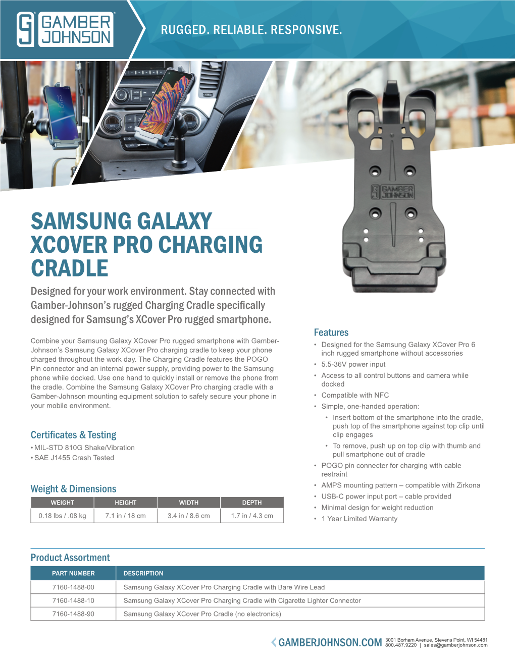 SAMSUNG GALAXY XCOVER PRO CHARGING CRADLE Designed for Your Work Environment