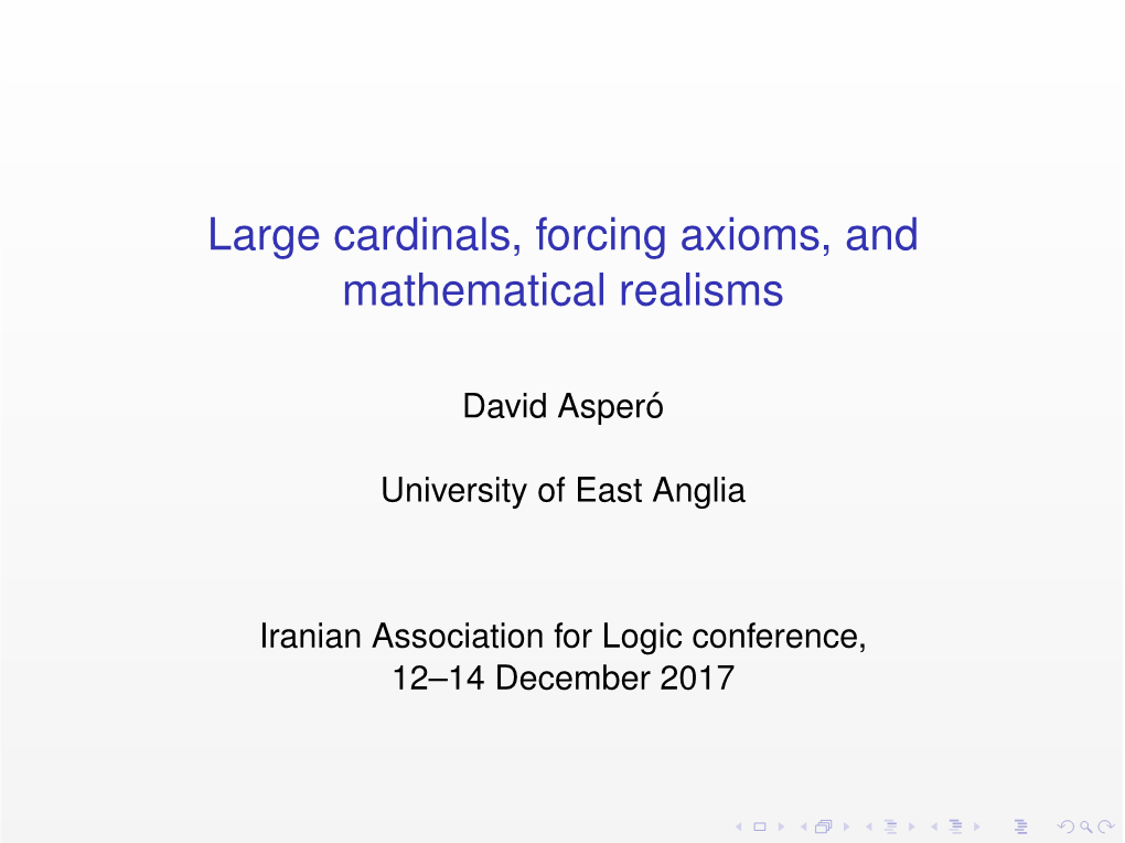 Large Cardinals, Forcing Axioms, and Mathematical Realisms