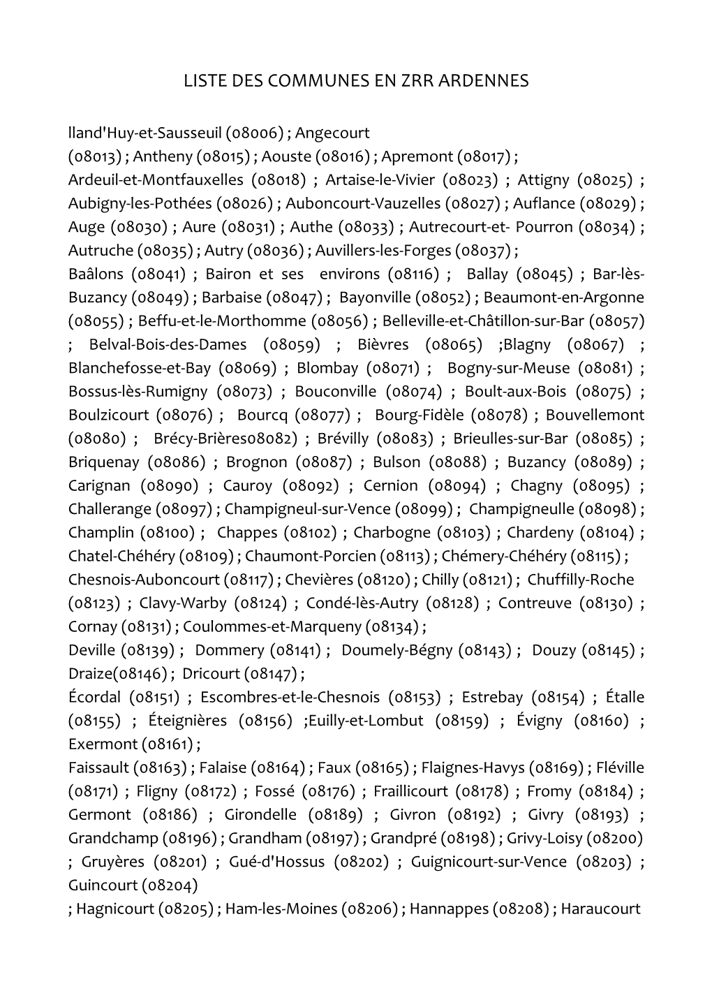 Liste Des Communes En Zrr Ardennes