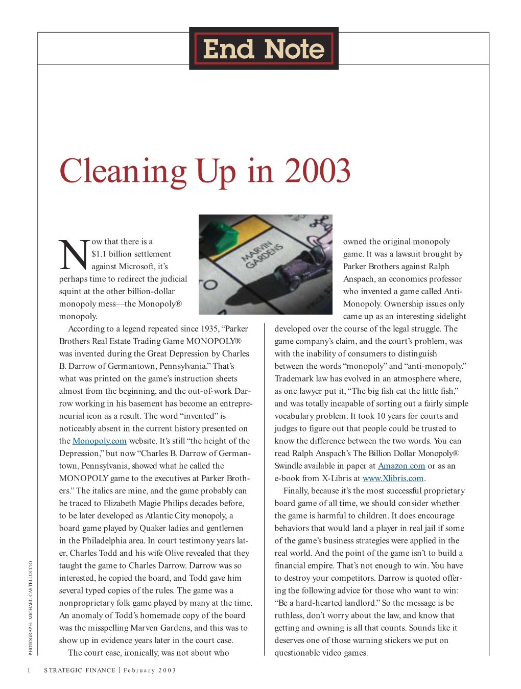 Cleaning up in 2003